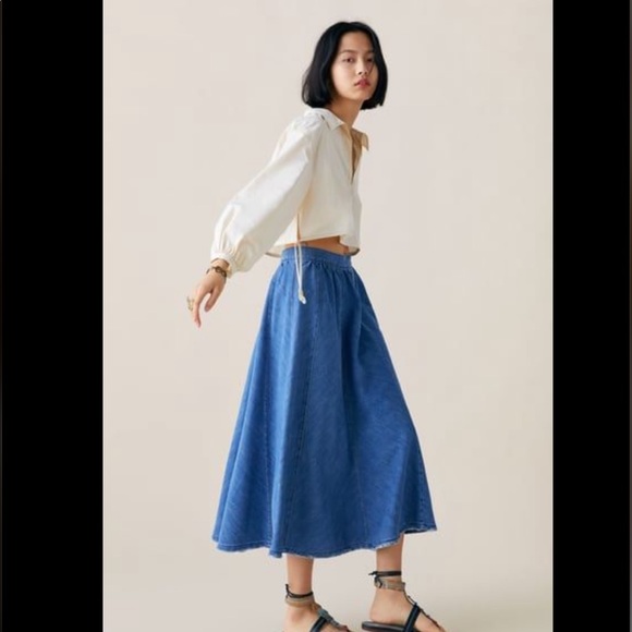 zara denim maxi skirt